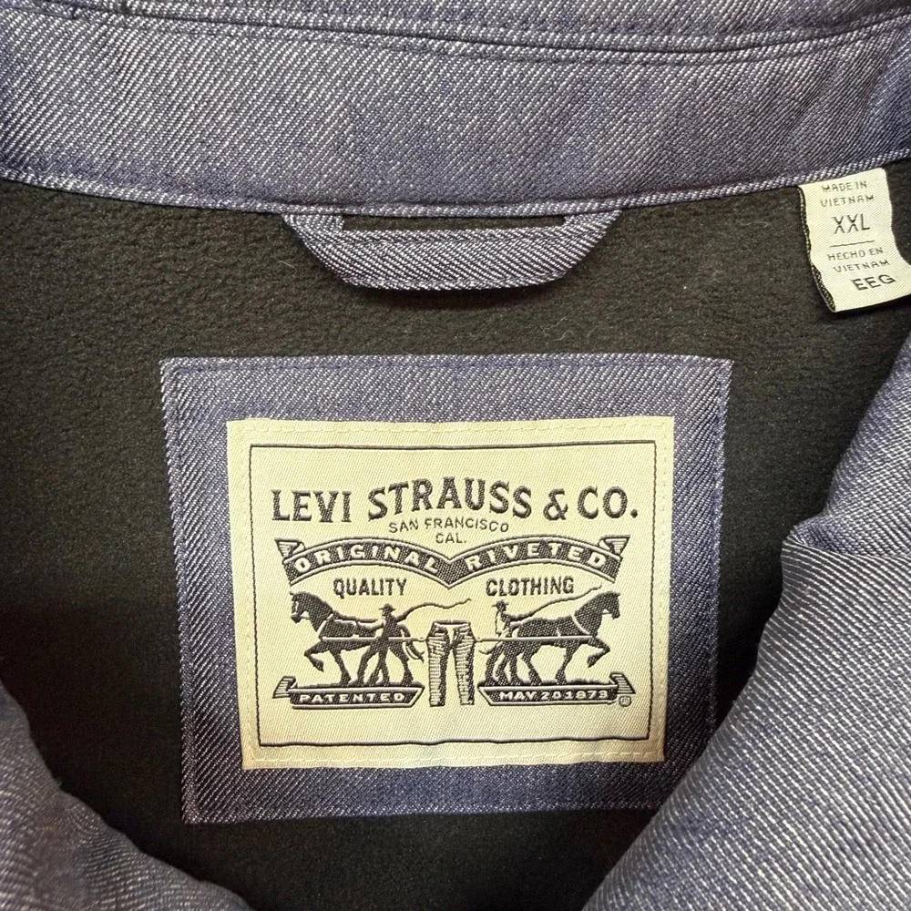 Levi's Mens Soft Shell Trucker Jacket XXL Blue Heather Full Zip Casual‎ Coat